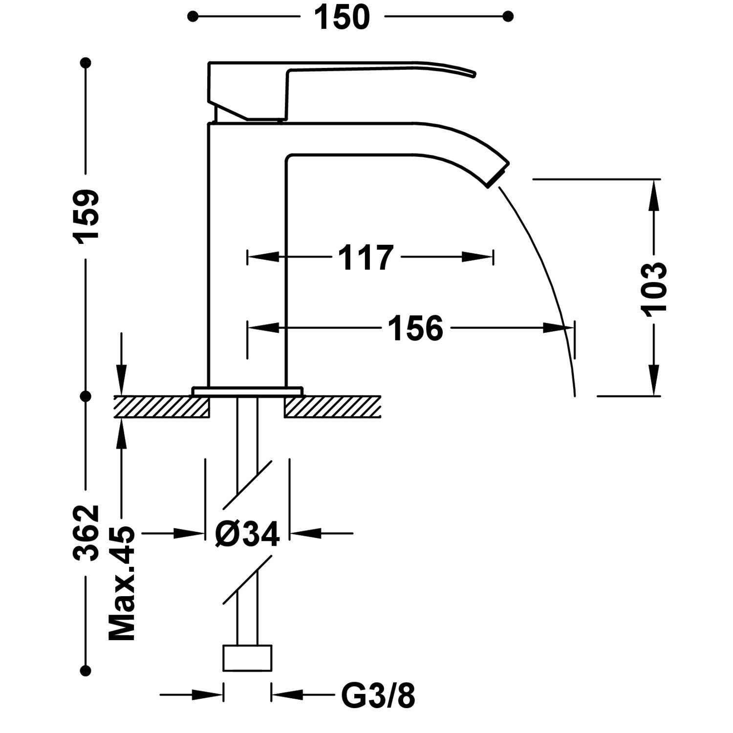 Miscelatore monocomando per lavabo CUADRO (Rif. 00610101) - immagine 3